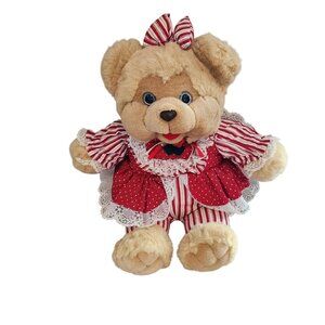 Dan Dee Holly Berry Bears Plush Christmas Bear Light Brown Blue Eyes